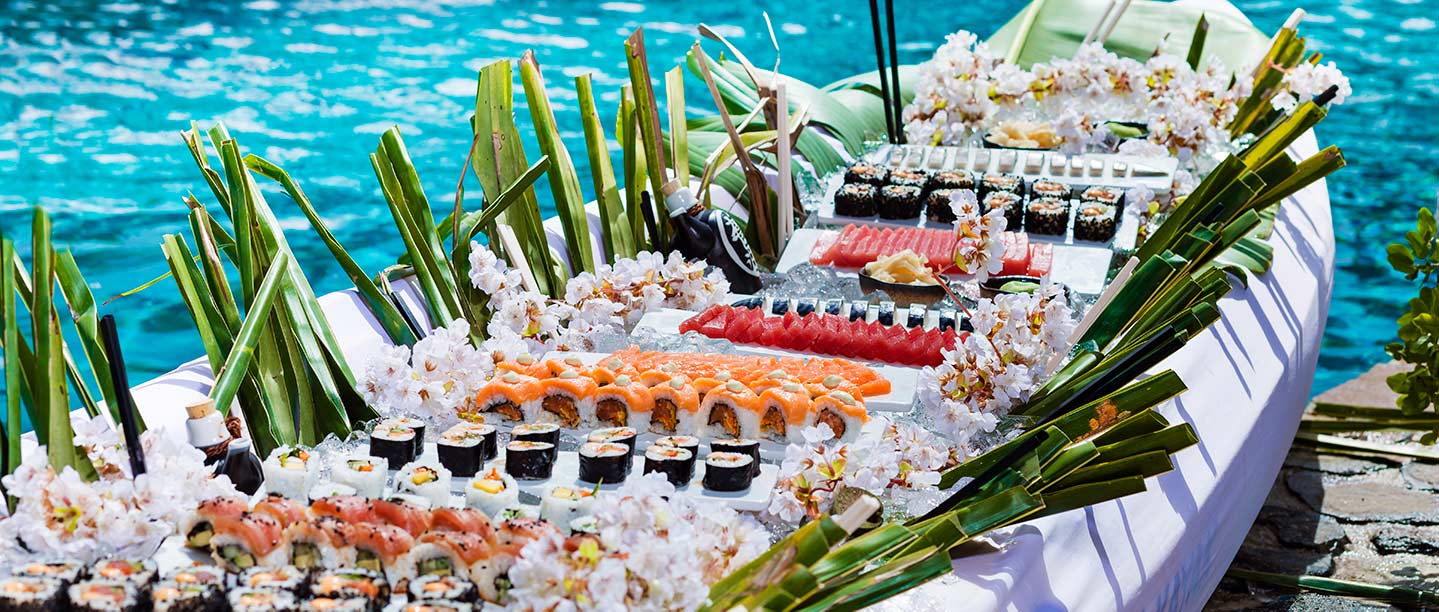 sushi boat lunch - NECKER ISLAND