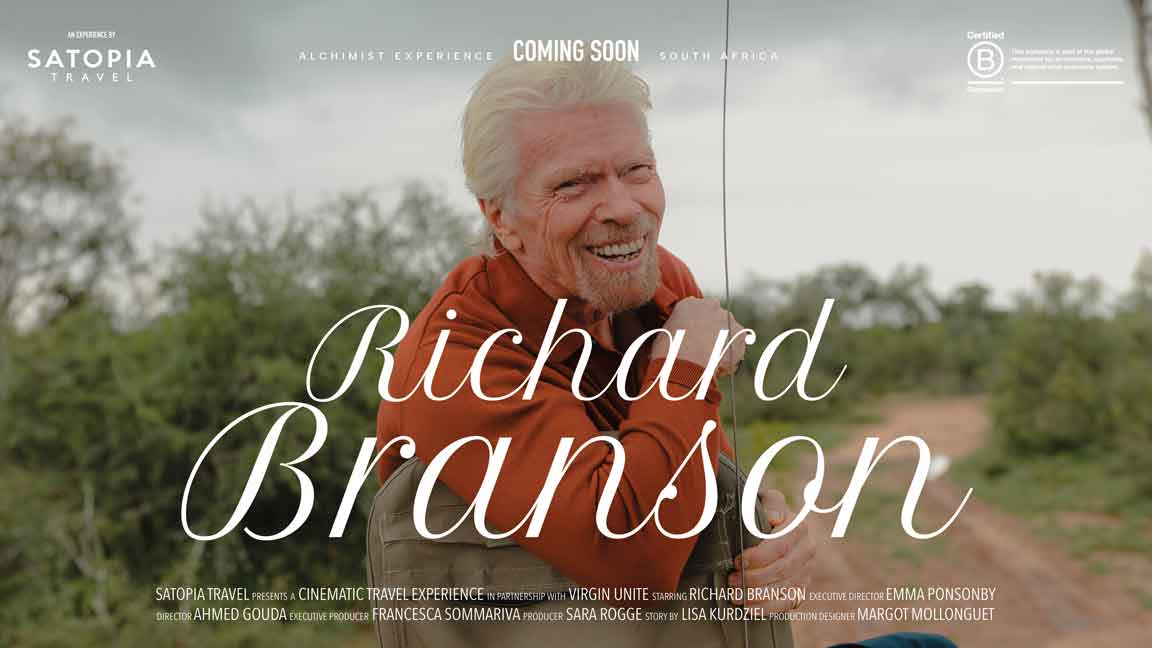 Movie poster designed by Satopia Travel for the South-Africa experience, featuring Richard Branson.